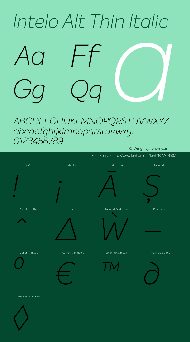 Intelo Alt Thin Italic 1.000图片样张