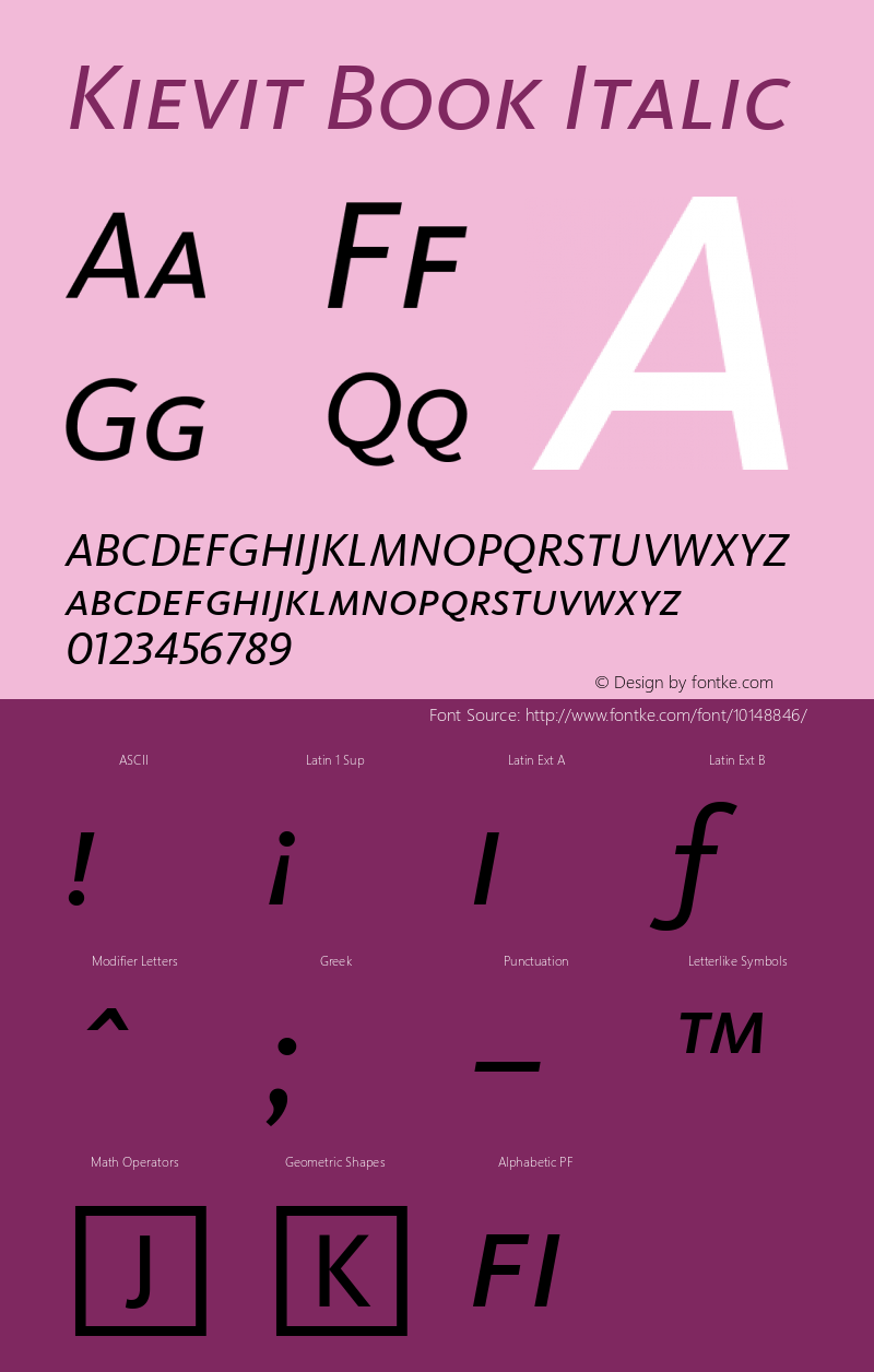 Kievit Book Italic Version 001.000图片样张