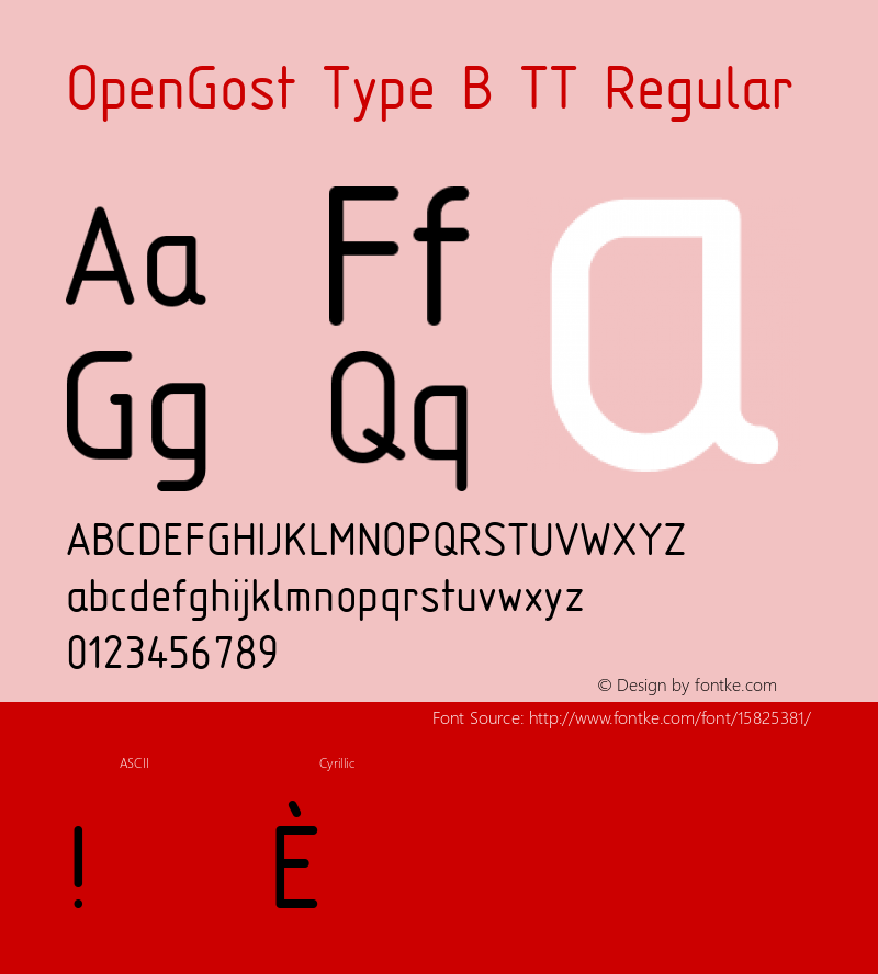OpenGost Type B TT Regular Version 0.3 ; ttfautohint (v1.4.1)图片样张