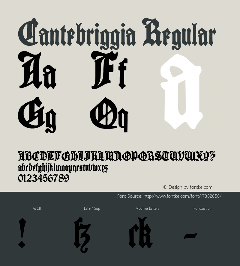 Cantebriggia Regular Version 1.0; 2002; initial release图片样张