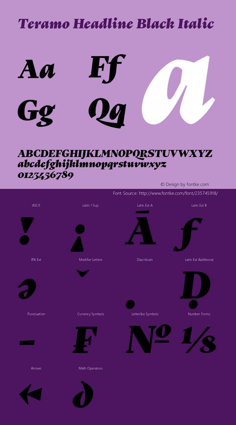 Teramo Headline Black Italic Version 1.100;FEAKit 1.0图片样张