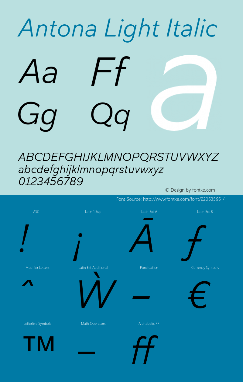 Antona-LightItalic Version 1.070图片样张