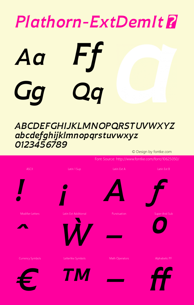 Plathorn-ExtDemIt ☞ Version 1.000;com.myfonts.easy.insigne.plathorn.extended-demi-italic.wfkit2.version.4e3g图片样张