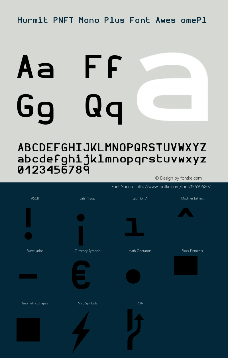 Hurmit PNFT Mono Plus Font Awes omePl Version 1.21;Nerd Fonts 0.4.图片样张