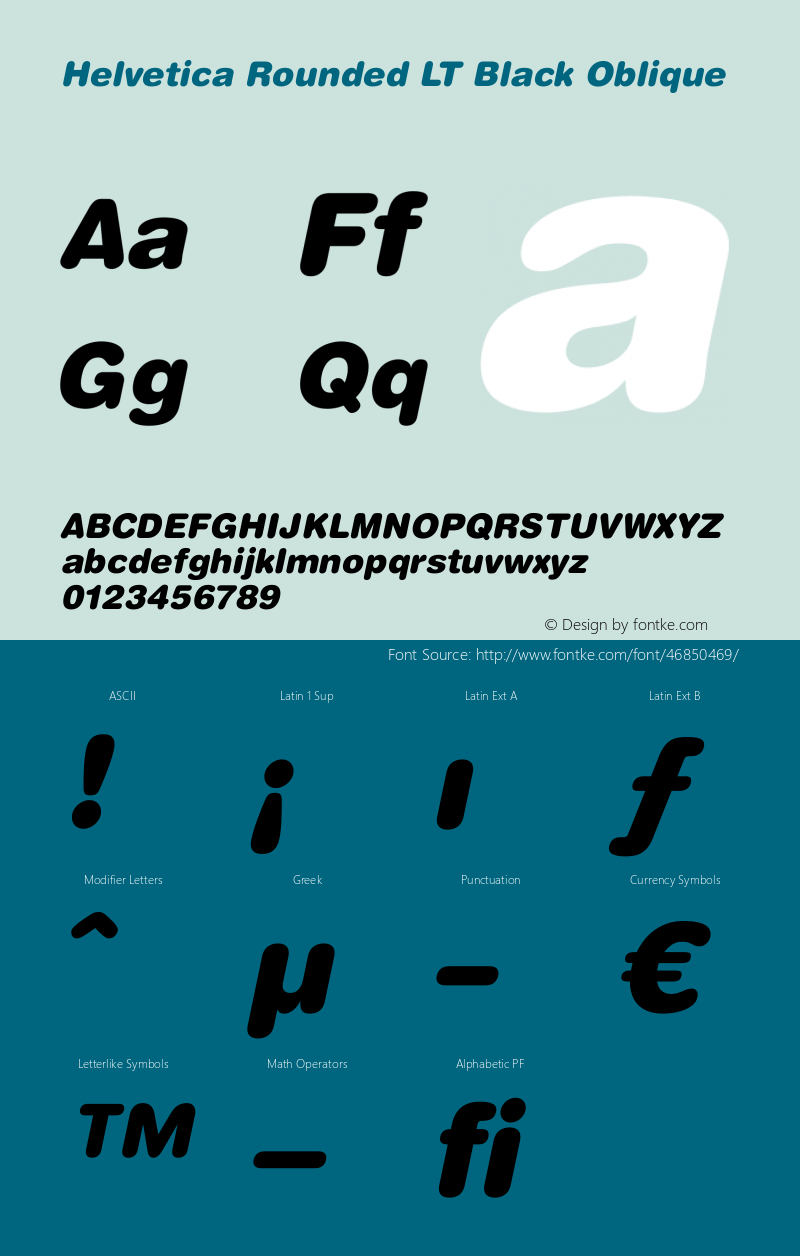 Helvetica Rounded LT Black Oblique Version 6.1; 2002图片样张