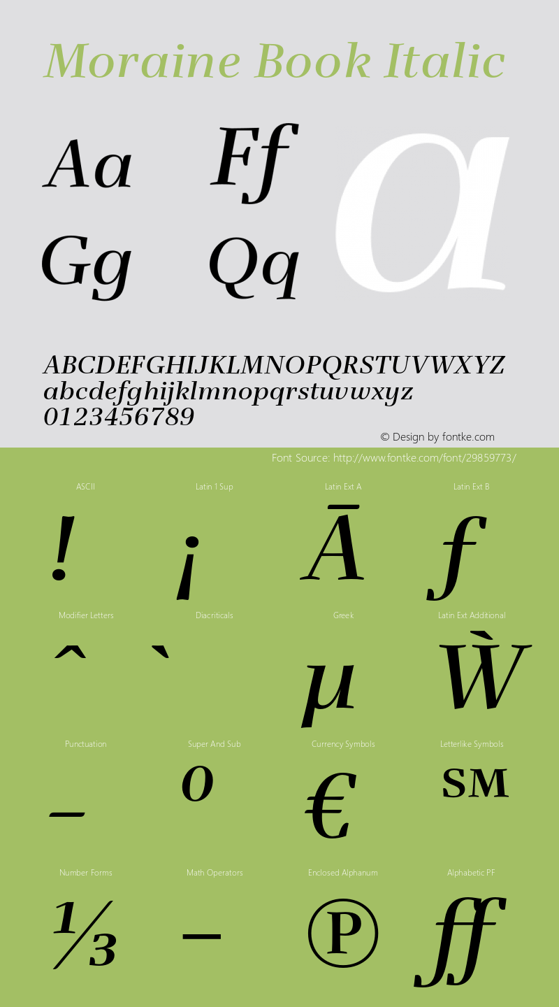 Moraine Book Italic Version 1.000图片样张