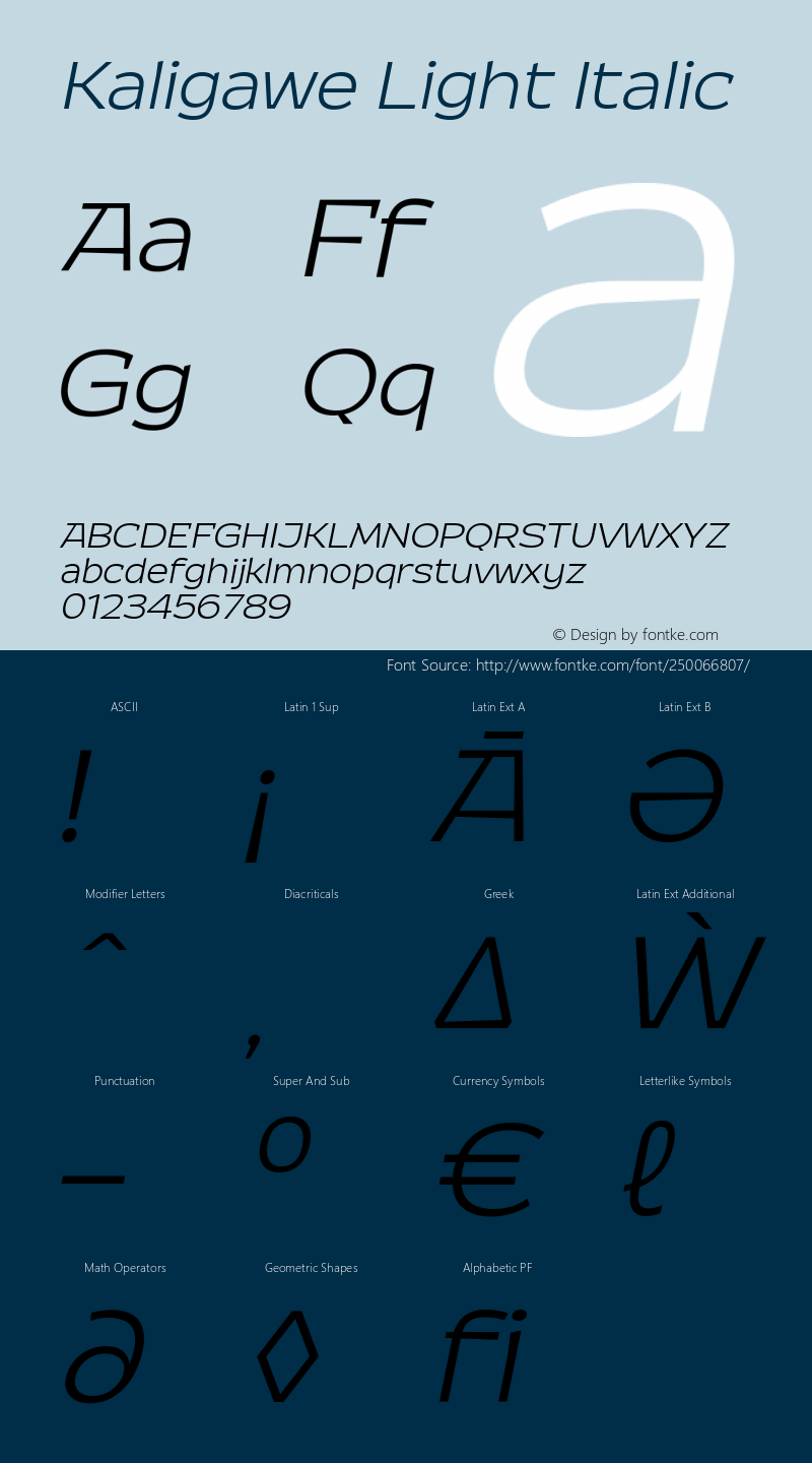 Kaligawe Light Italic Version 1.000图片样张