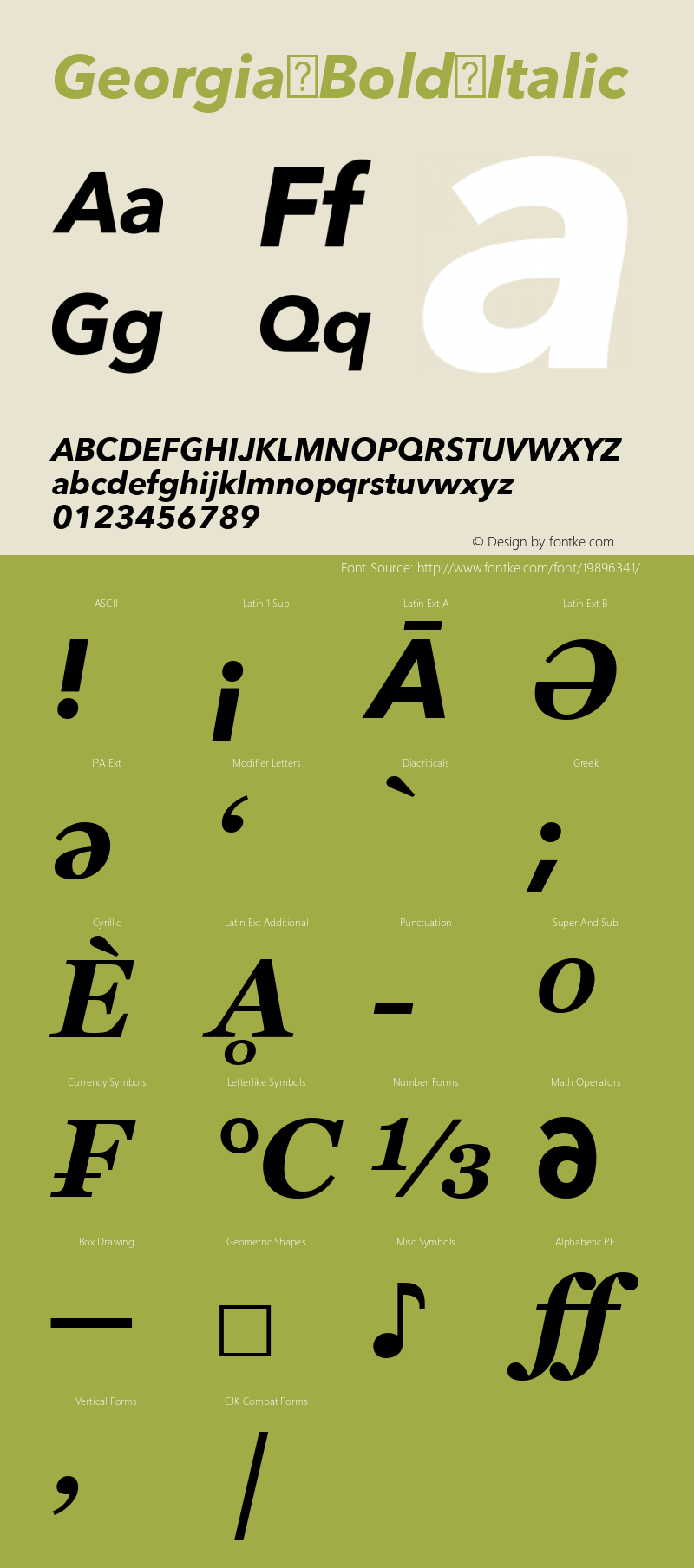 Georgia Bold Italic Version 5.00x-4图片样张