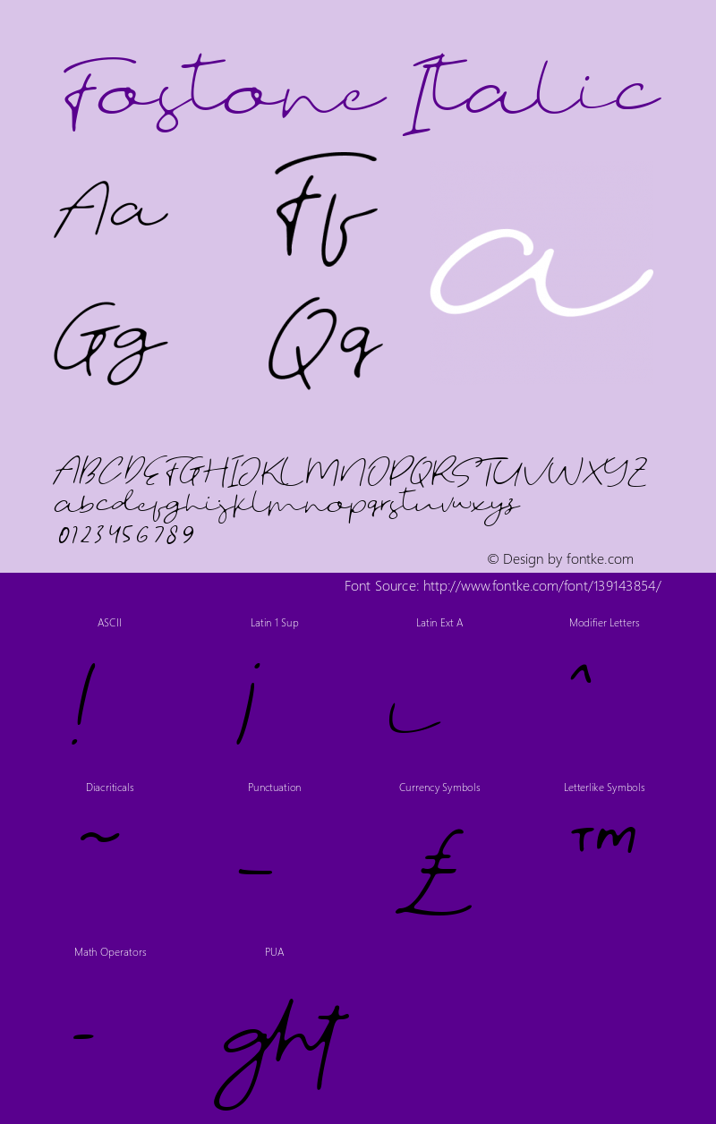 Fostone Italic Version 1.00;April 2, 2021;FontCreator 13.0.0.2683 32-bit图片样张