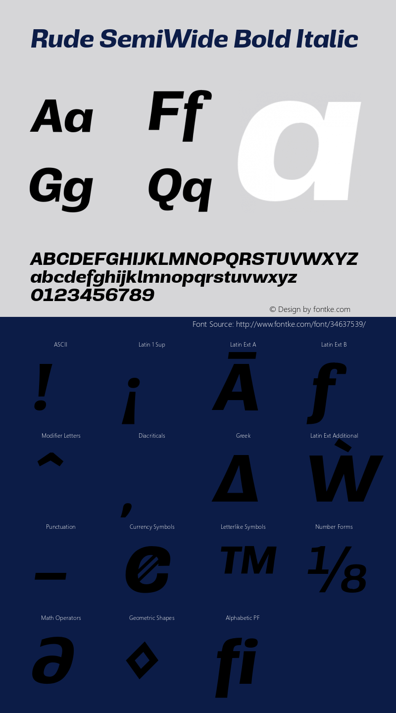 Rude SemiWide Bold Italic Version 1.000图片样张