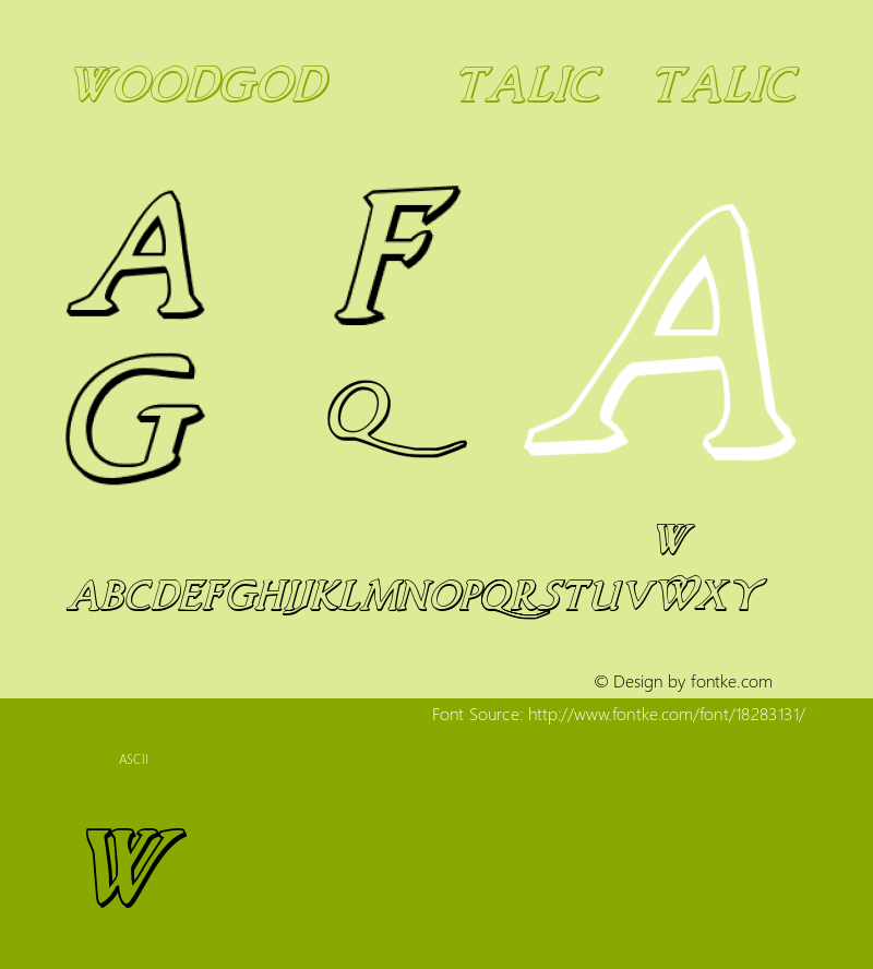 Woodgod 3D Italic Italic Version 1.0; 2012图片样张