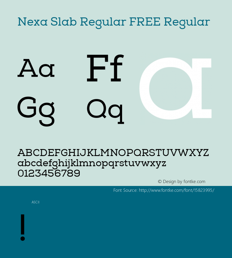 Nexa Slab Regular FREE Regular Version 001.001; ttfautohint (v1.4.1)图片样张