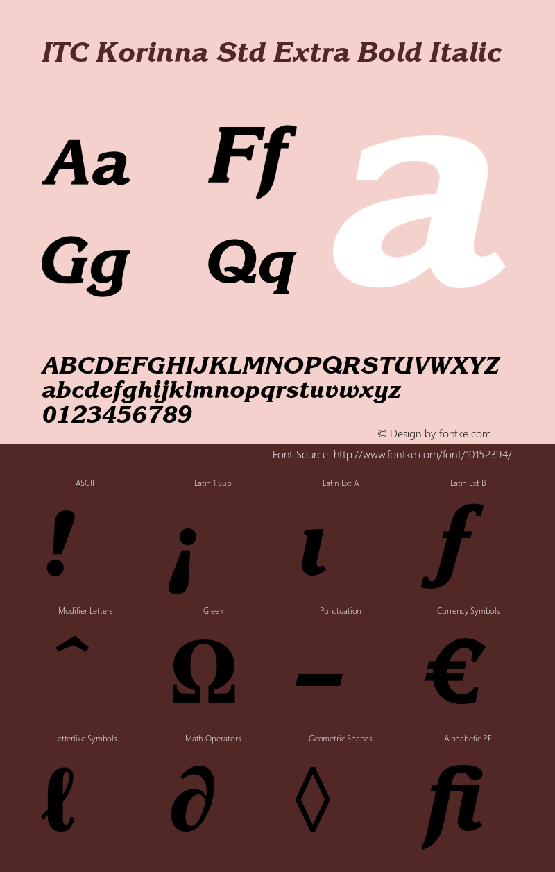 ITC Korinna Std Extra Bold Italic Version 2.001;PS 002.000;hotconv 1.0.38图片样张