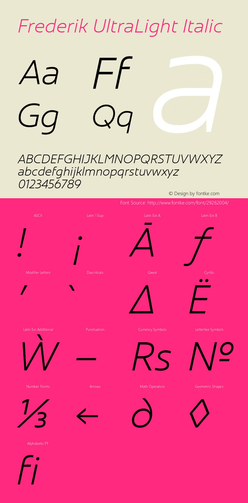 Frederik-UltraLightItalic Version 001.000 February 2019;YWFTv17图片样张