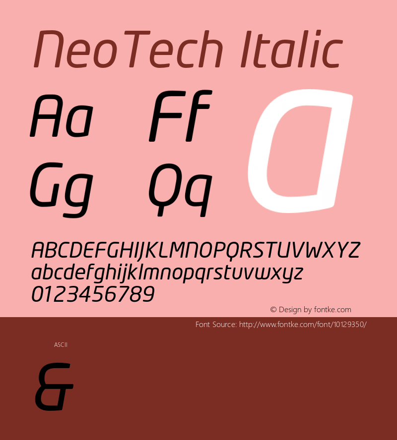 NeoTech Italic Version 1.000;PS 001.001;hotconv 1.0.38图片样张