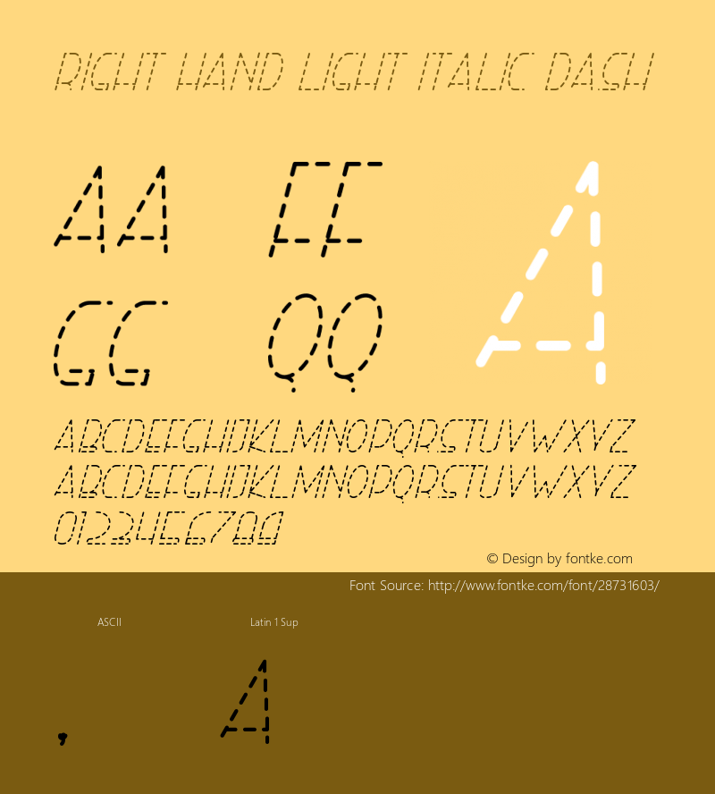 Right Hand Light Italic Dash Version 1.002;Fontself Maker 3.1.0图片样张