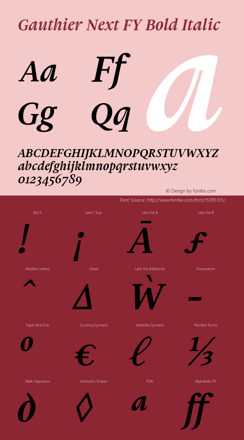 Gauthier Next FY Bold Italic Version 1.000图片样张