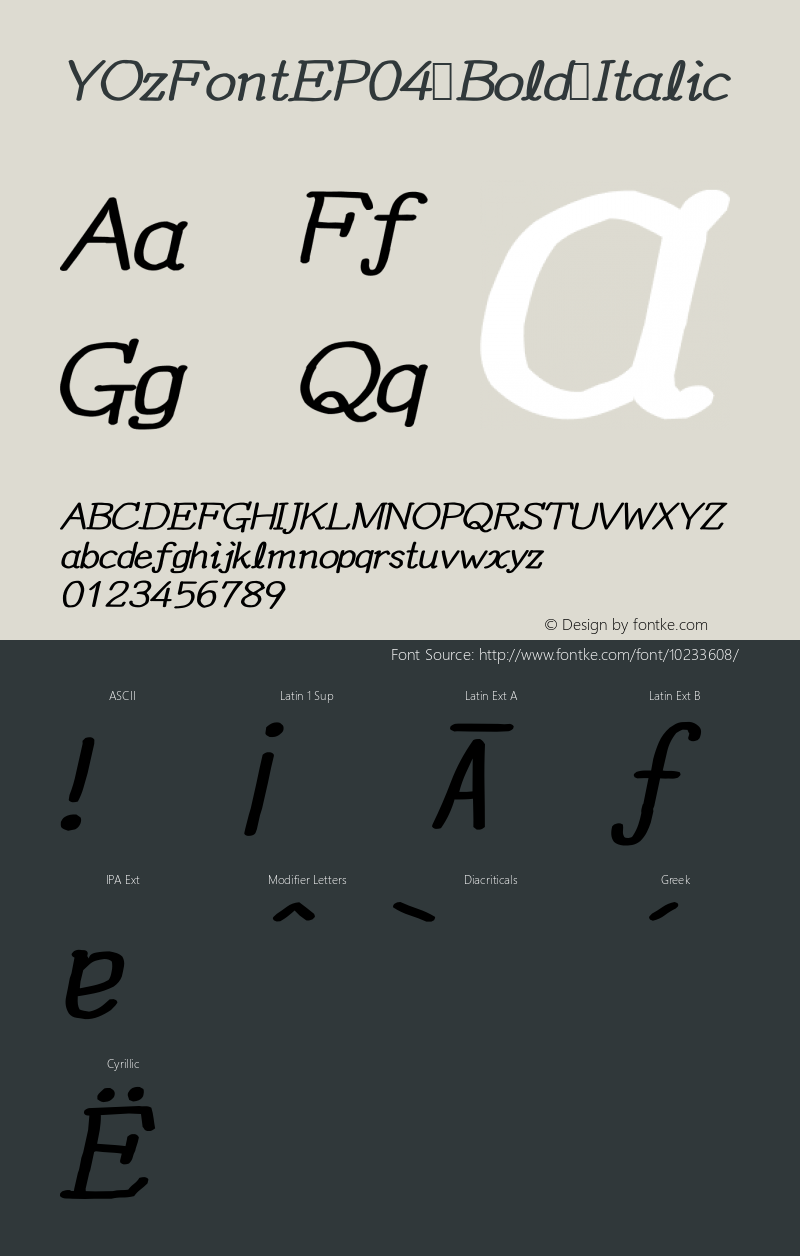 YOzFontEP04 Bold Italic Version 12.14图片样张