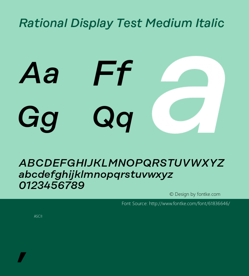 Rational Display Test Medium Italic Version 1.000;PS 001.000;hotconv 1.0.88;makeotf.lib2.5.64775图片样张