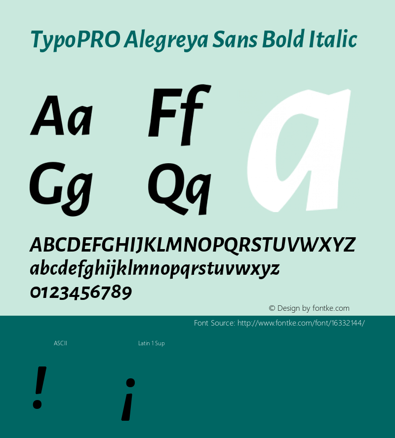 TypoPRO Alegreya Sans Bold Italic Version 1.000;PS 001.000;hotconv 1.0.70;makeotf.lib2.5.58329 DEVELOPMENT图片样张