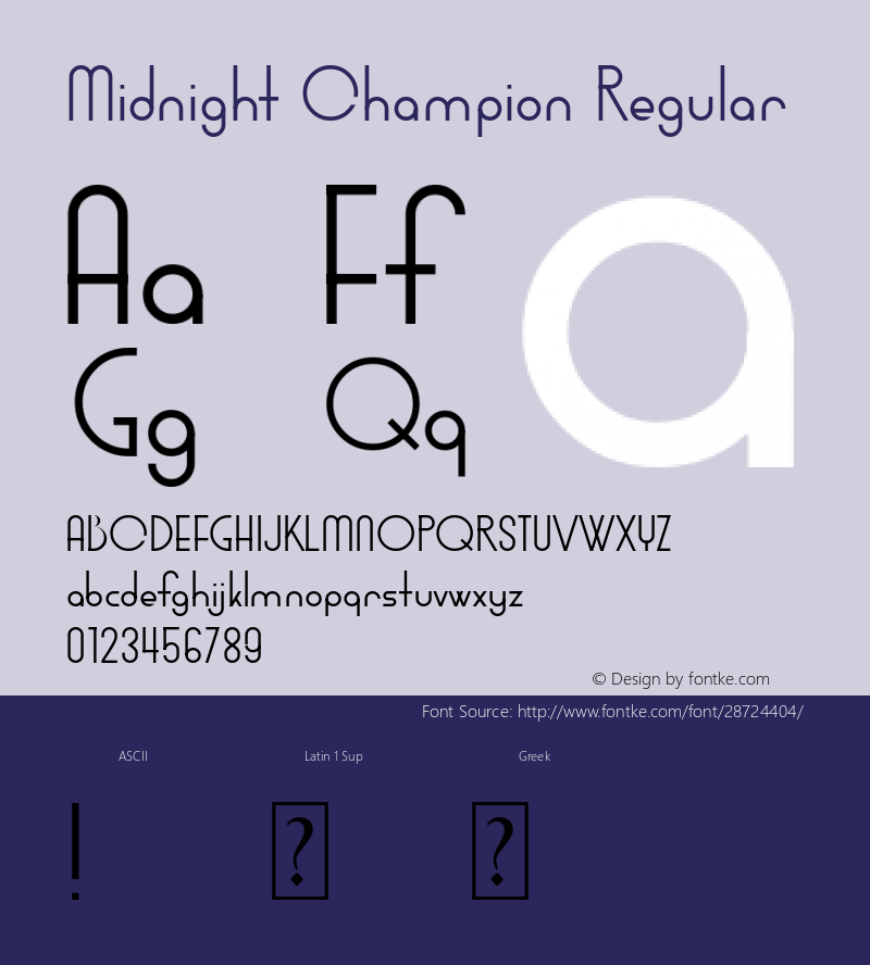 Midnight Champion Version 1.00;March 12, 2019;FontCreator 11.5.0.2430 64-bit图片样张