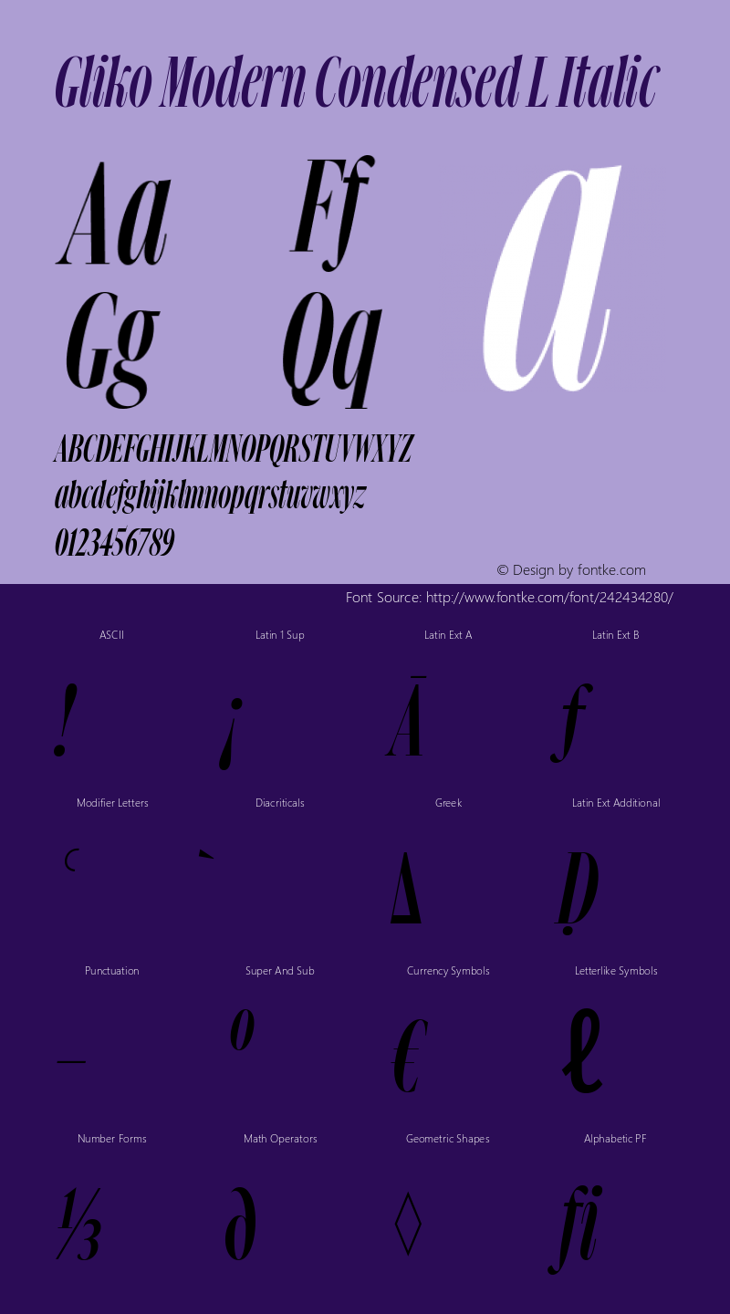 Gliko Modern Condensed L Italic Version 2.001图片样张