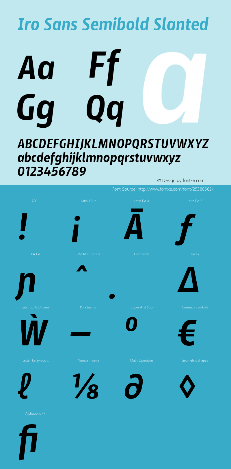 Iro Sans Semibold Slanted Version 1.001;PS 001.001;hotconv 1.0.88;makeotf.lib2.5.64775图片样张