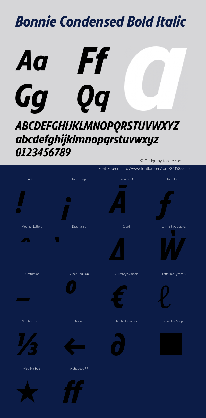 Bonnie Condensed Bold Italic Version 1.400图片样张