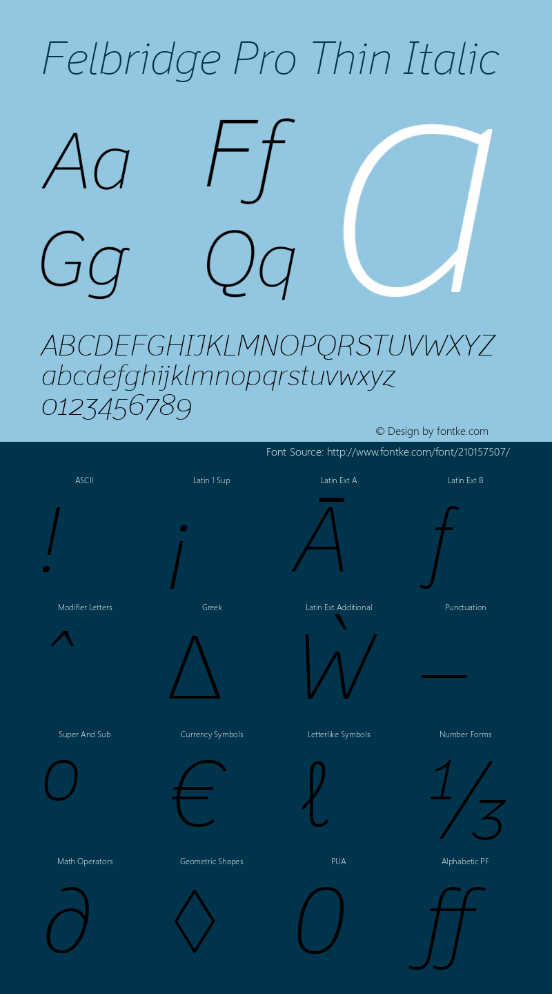 Felbridge Pro Thin Italic Version 1.000图片样张