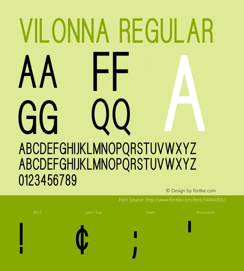 Vilonna Version 1.00;February 6, 2020;FontCreator 11.5.0.2422 64-bit图片样张