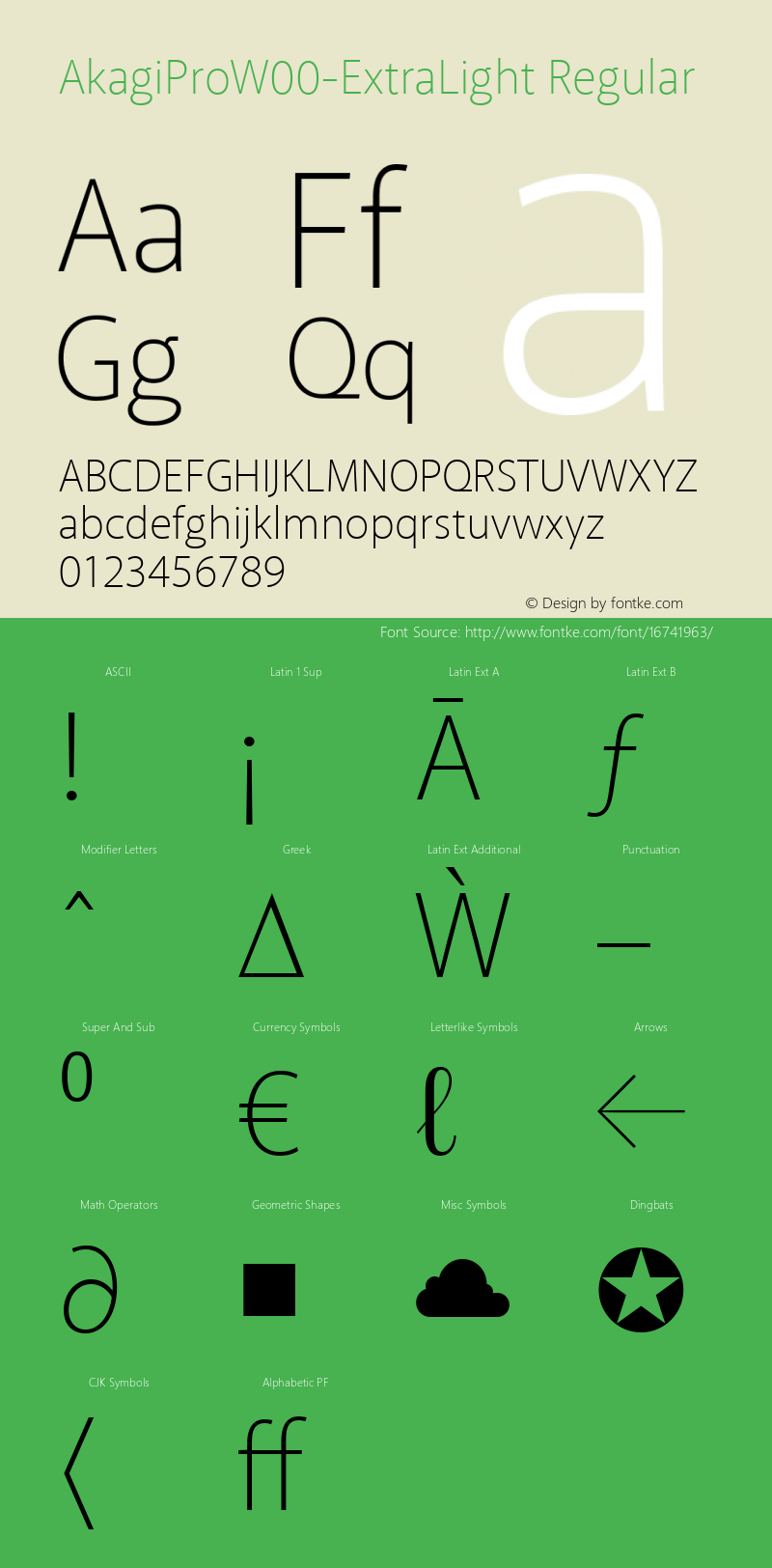 AkagiProW00-ExtraLight Regular Version 1.00图片样张