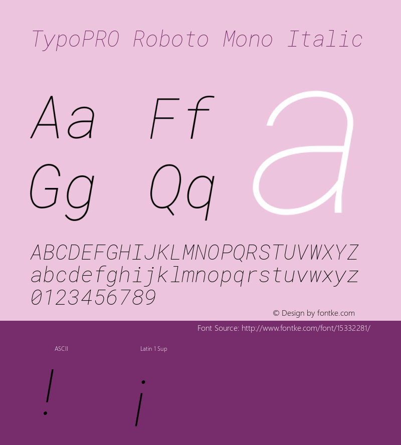 TypoPRO Roboto Mono Italic Version 2.000985; 2015; ttfautohint (v1.3)图片样张