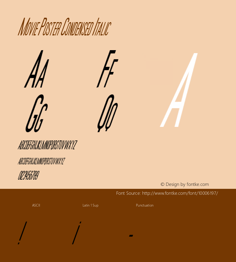 Movie Poster Condensed Italic Macromedia Fontographer 4.1 1/31/99图片样张