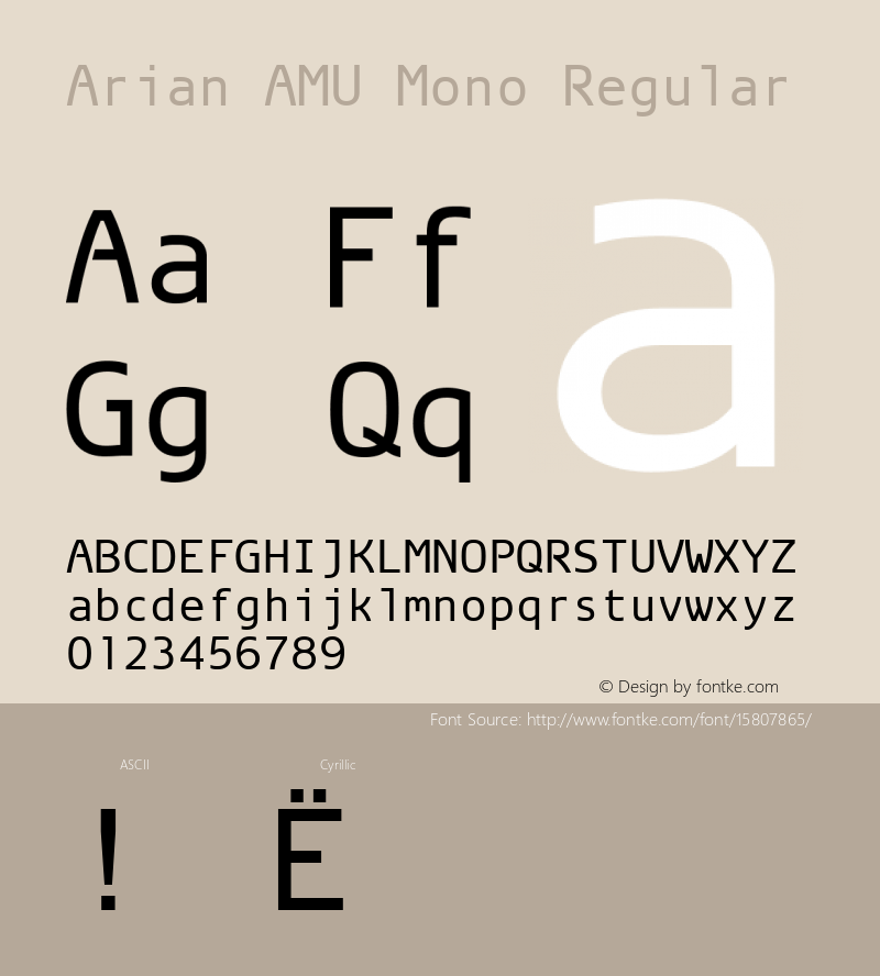 Arian AMU Mono Regular Version 3.001 1999; ttfautohint (v1.4.1)图片样张