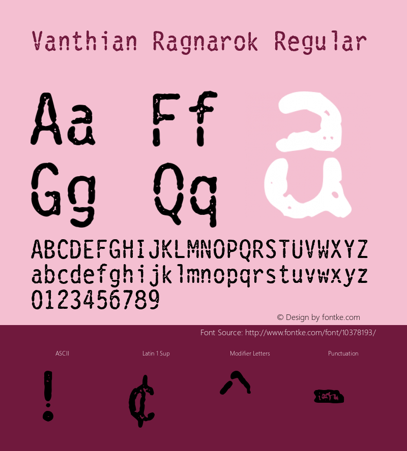 Vanthian Ragnarok Regular 1.2 www.cumberlandgames.com Private Use Freeware图片样张