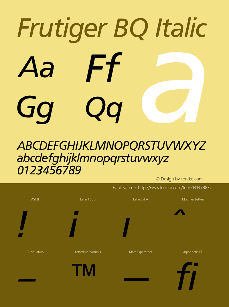 Frutiger BQ Italic Version 001.000图片样张