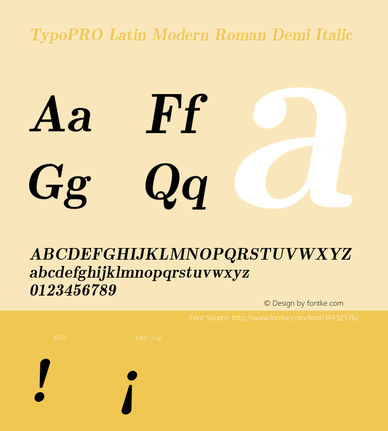 TypoPRO Latin Modern Roman Demi Italic Version 2.004;PS 2.004;hotconv 1.0.49;makeotf.lib2.0.14853图片样张