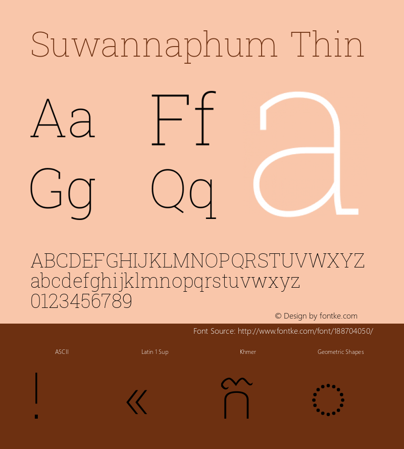 Suwannaphum Thin Version 8.001; ttfautohint (v1.8.3)图片样张