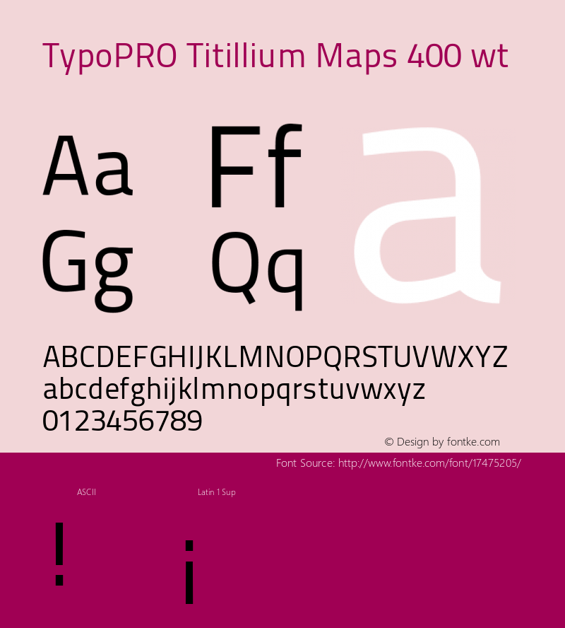 TypoPRO Titillium Maps 400 wt Version 001.001图片样张