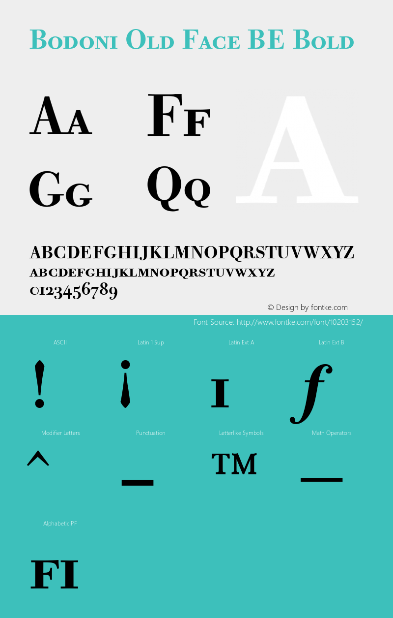 Bodoni Old Face BE Bold Version 001.000图片样张