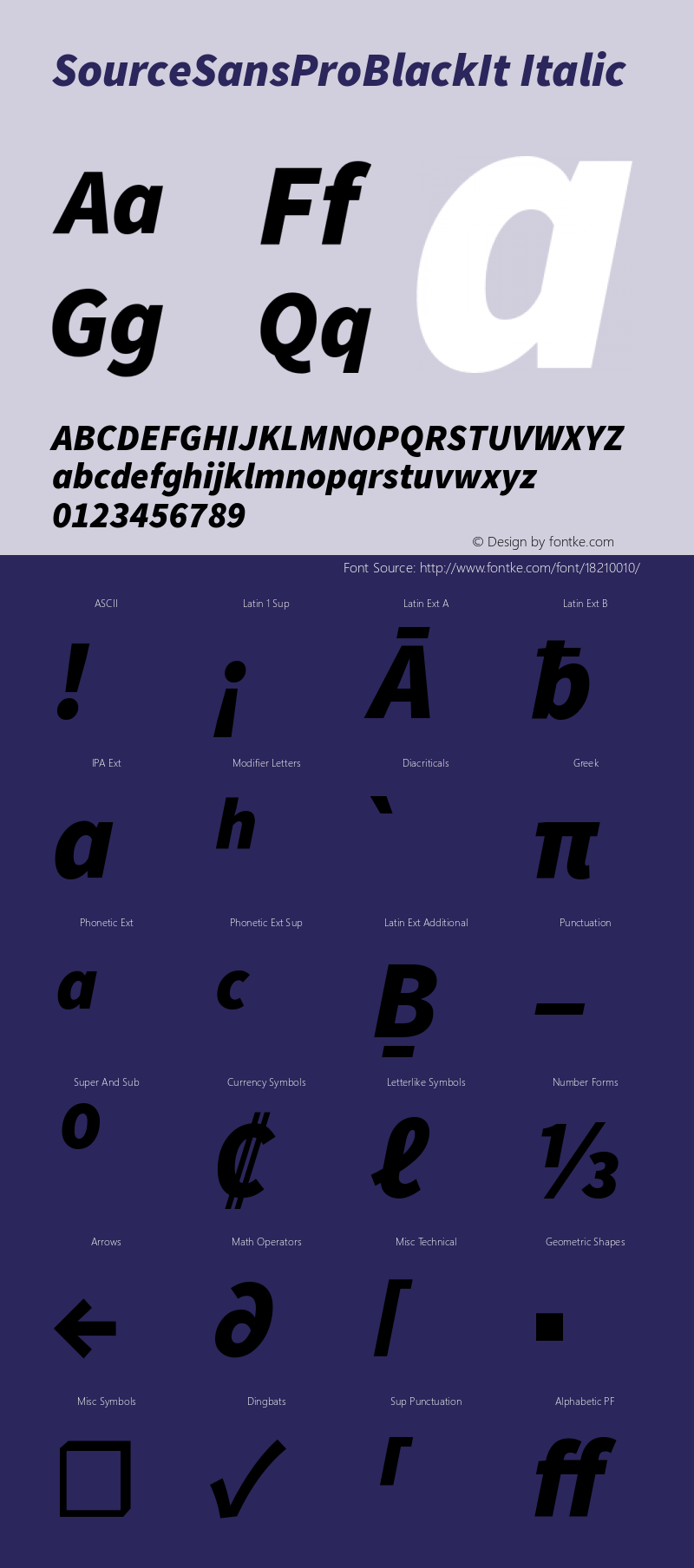 SourceSansProBlackIt Italic Version 1.038;PS 1.000;hotconv 1.0.70;makeotf.lib2.5.5900图片样张