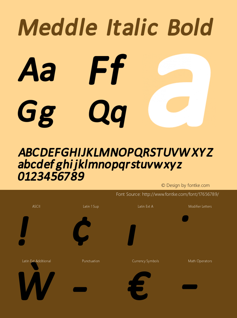 Meddle Italic Bold Version 1.001;PS 001.001;hotconv 1.0.56;makeotf.lib2.0.21325图片样张