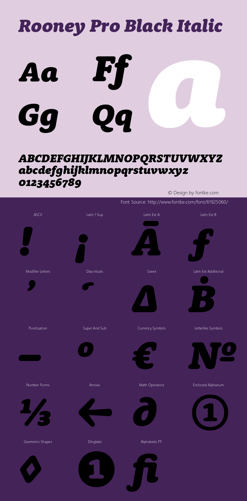 RooneyPro-BlackItalic Version 1.1 | wf-rip DC20130325图片样张