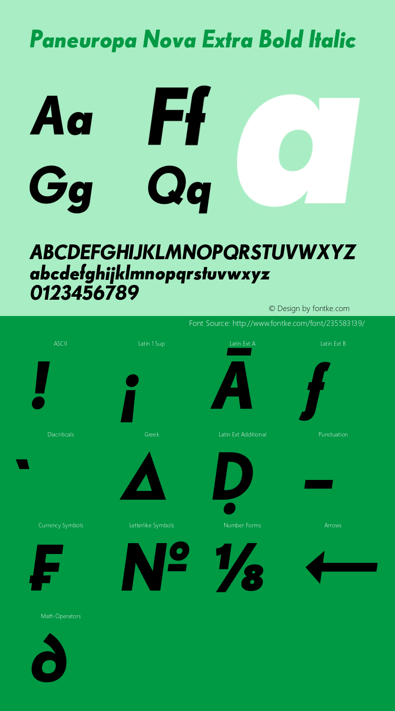 Paneuropa Nova Extra Bold Italic Version 1.001;PS 001.001;hotconv 1.0.88;makeotf.lib2.5.64775图片样张