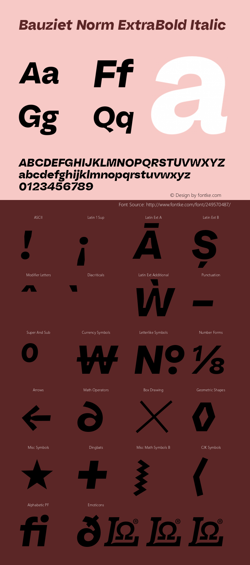 Bauziet Norm ExtraBold Italic Version 1.000;hotconv 1.0.109;makeotfexe 2.5.65596图片样张