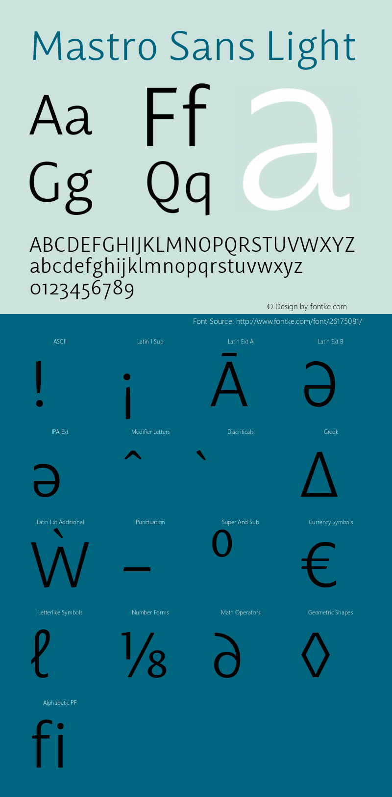 Mastro Sans Light Version 1.000;PS 001.000;hotconv 1.0.88;makeotf.lib2.5.64775图片样张