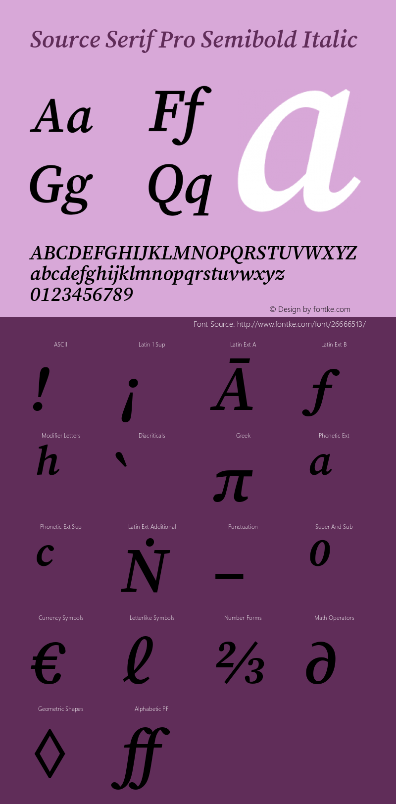 Source Serif Pro Semibold Italic Version 1.007;hotconv 1.0.108;makeotfexe 2.5.65593图片样张