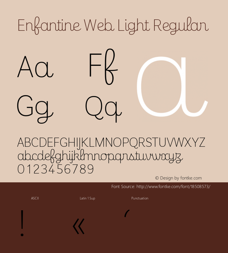 Enfantine Web Light Regular Version 1.001;PS 1.1;hotconv 1.0.72;makeotf.lib2.5.5900; ttfautohint (v1.3.34-f4db)图片样张