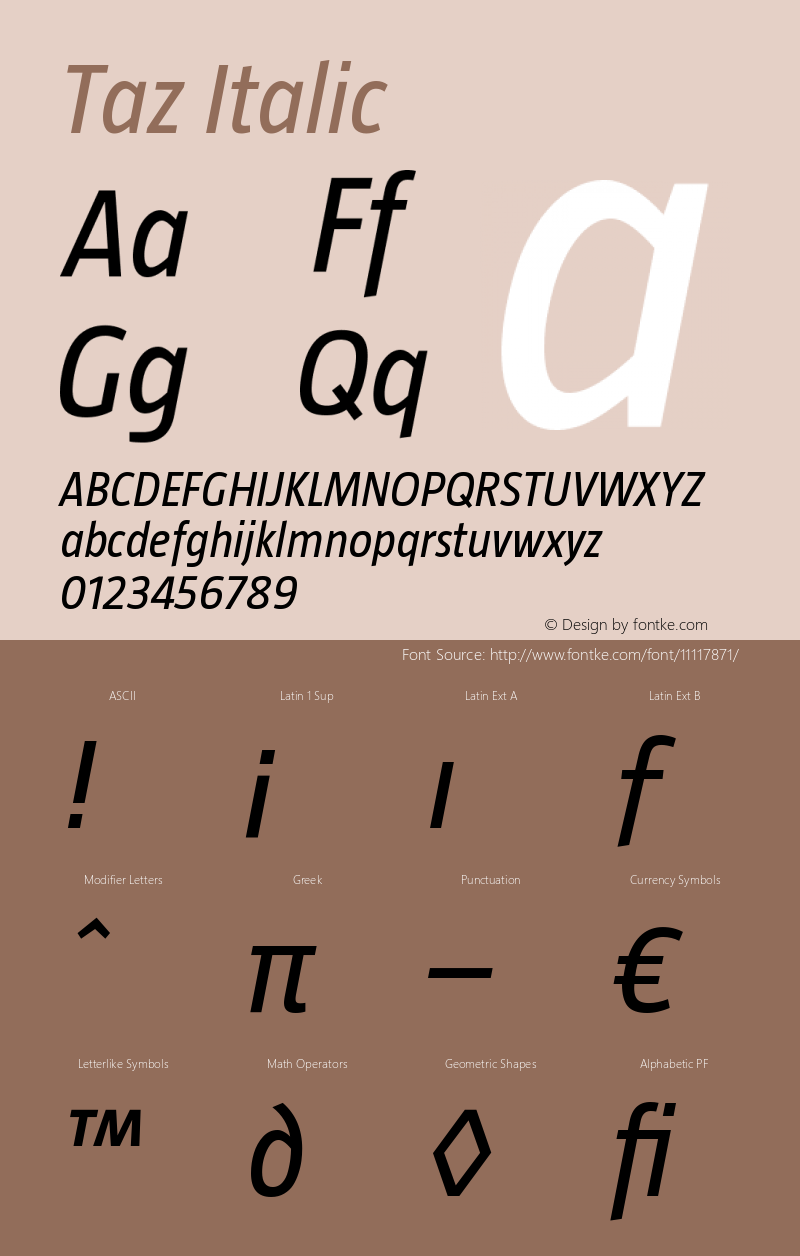 Taz Italic Version 001.001图片样张