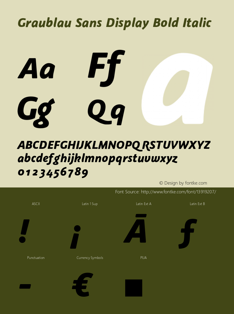 Graublau Sans Display Bold Italic Version 2.002;PS 002.002;hotconv 1.0.56;makeotf.lib2.0.21325图片样张